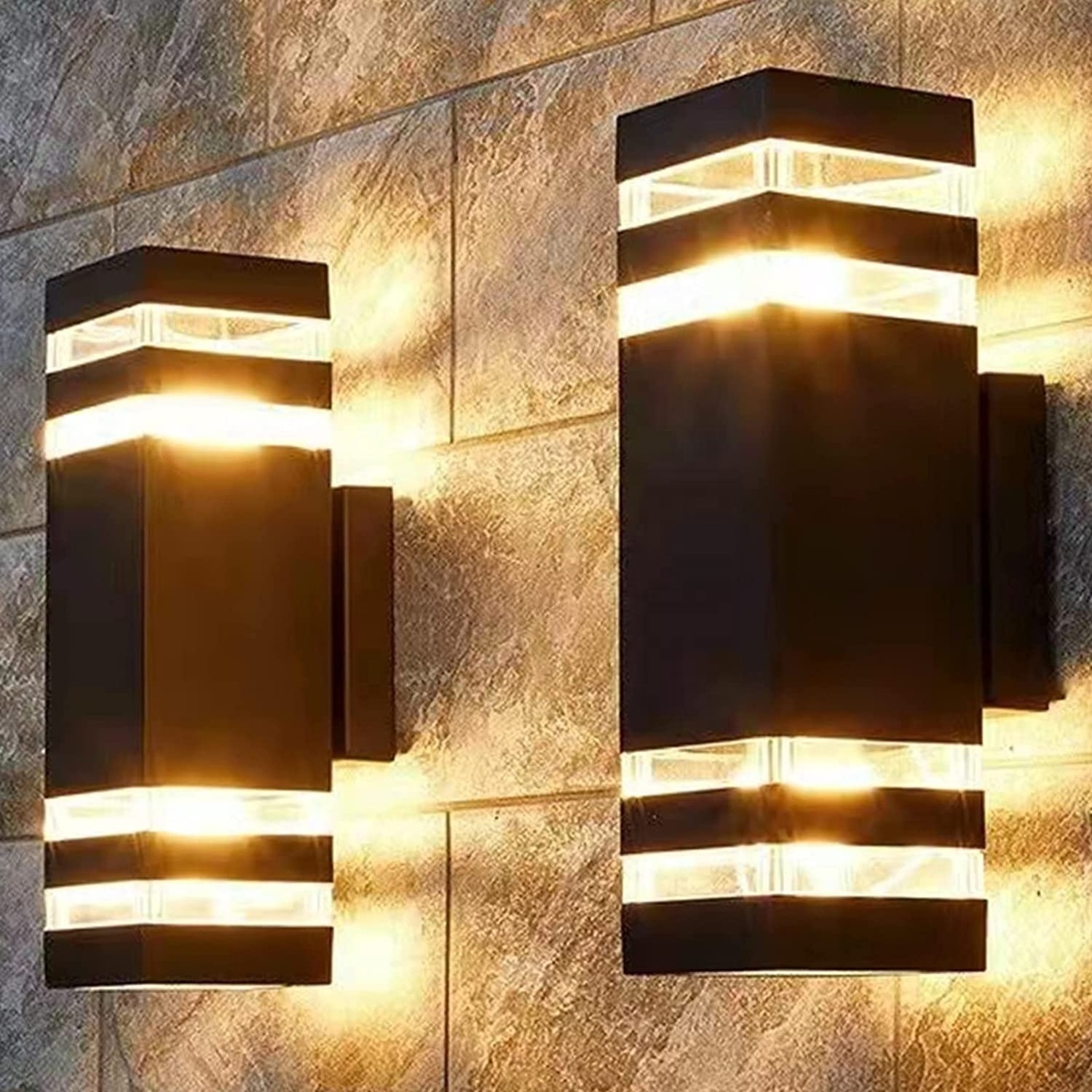 ETL approved Modern Exterior Aluminum+Glass diffuser 2*E26 Wall mounted up and down outdoor wall light