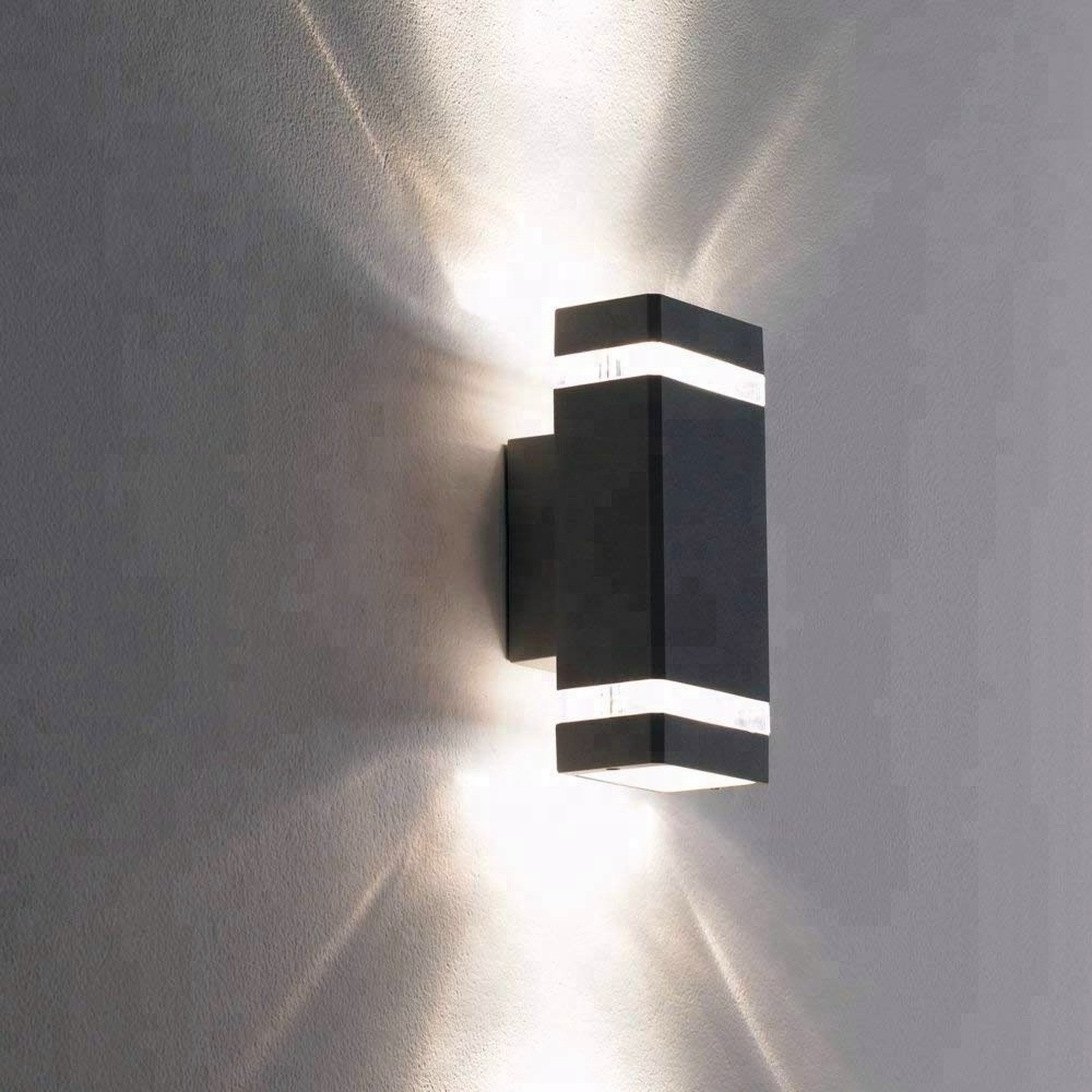 ETL approved Modern Exterior Aluminum+Glass diffuser 2*E26 Wall mounted up and down outdoor wall light