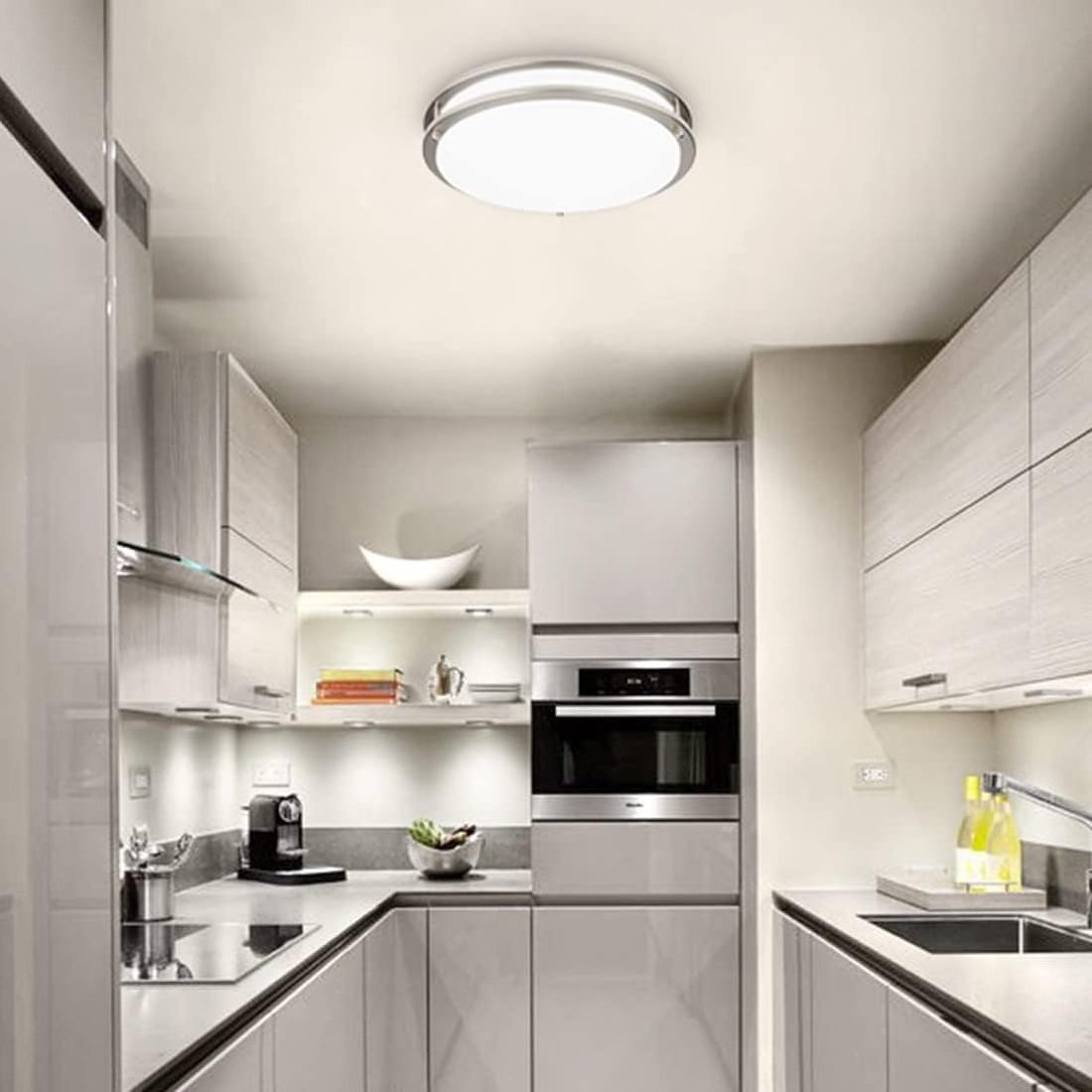 USA Market 10/12/14/16 inch Dimmable LED Flush Mount Ceiling Light Fixture for Kitchen/ Bedroom /5CCT Color Adjustable