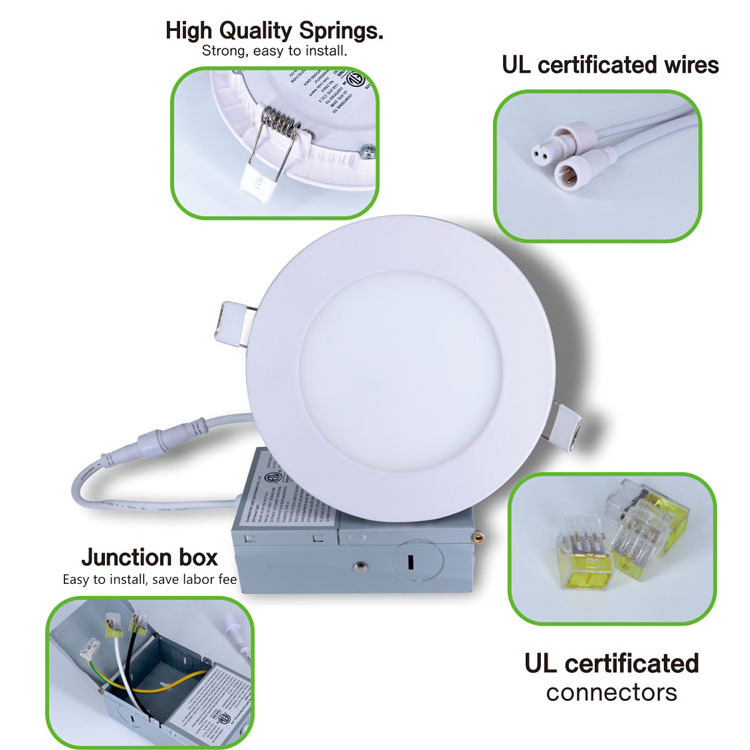 Canada USA Market ETL FCC Certified CRI80 4'' 9W IC Rated driver LED Panel 6''