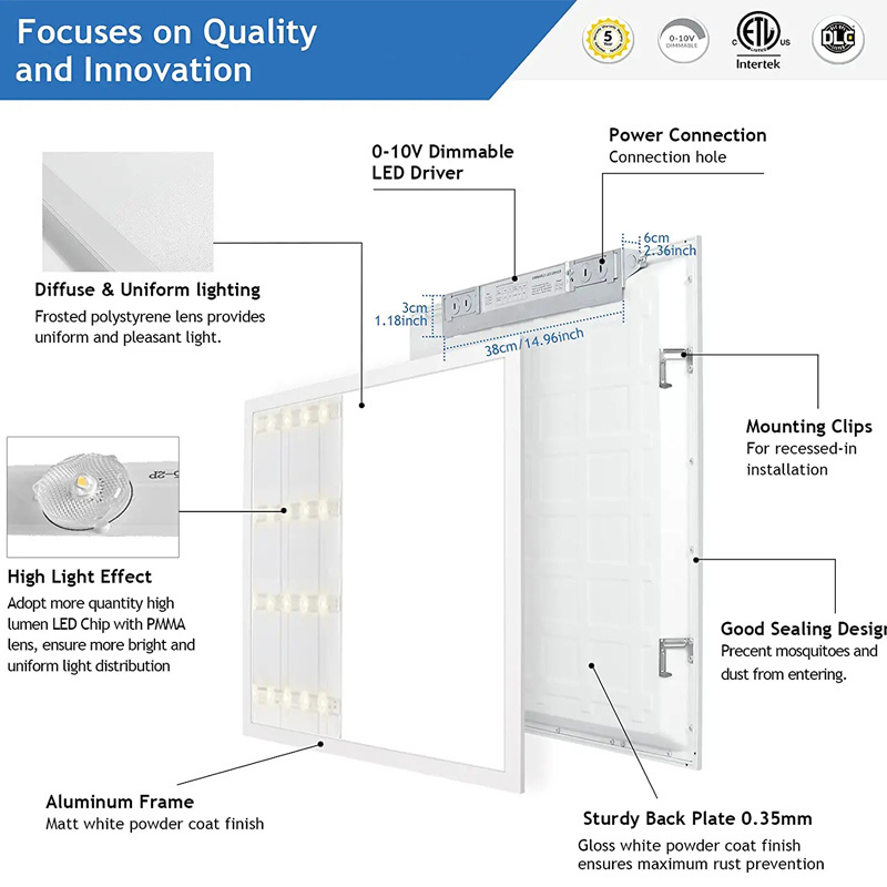 Seamless Covers Led Ceiling Grille Waterproof Panel office pendant Light for classroom 60X60 60X1200 Integrated panel light