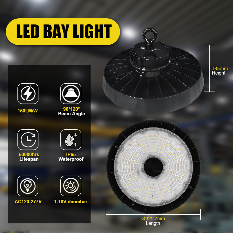 200W UFO LED High Bay Light 30000lm Commercial Bay Lighting 6000K High Bay Lamp IP65 Warehouse Lights Industrial Garage Gym