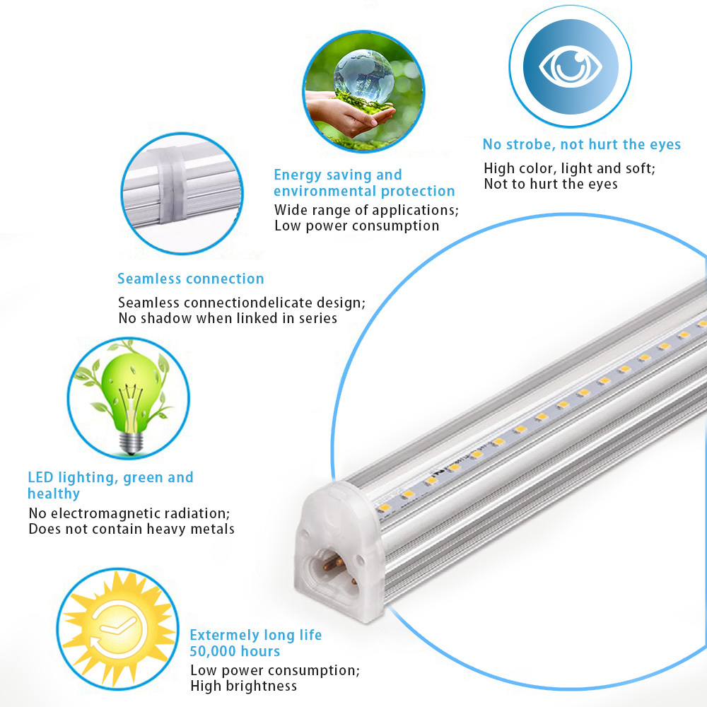 ETL CE LED Shop Light 1ft 2ft 3ft 4ft 5ft 6ft 7ft T5 LED Light Fixture Clear Cover Ceiling and Utility Linkable Tube Lights