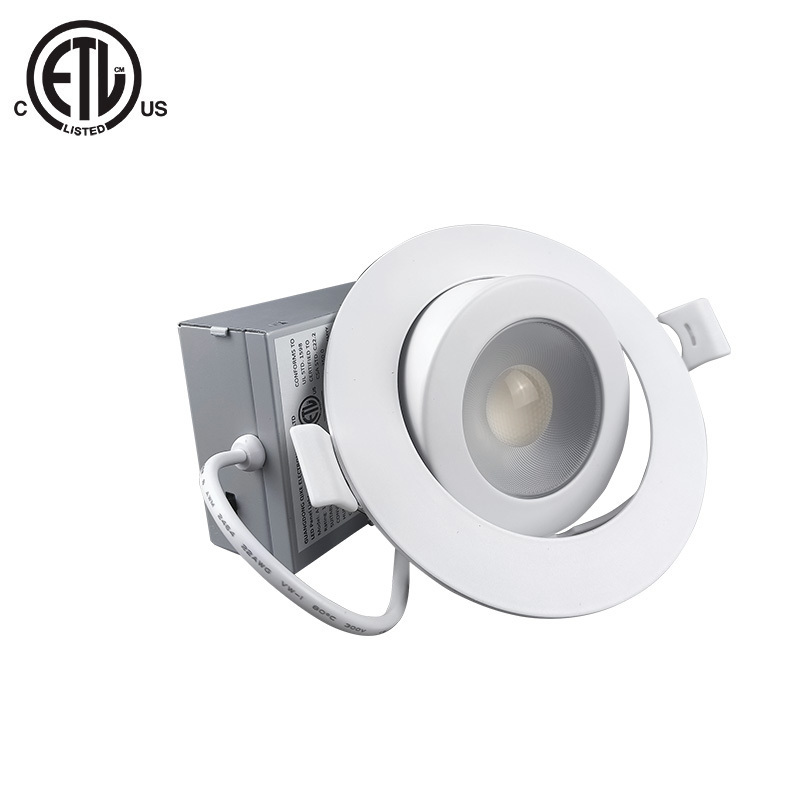 ETL 4/6 Inch Integrated LED Recessed Gimbal LED Light Selectable CCT 2700K-5000K Recessed LED Can Light ceiling and shower lamp