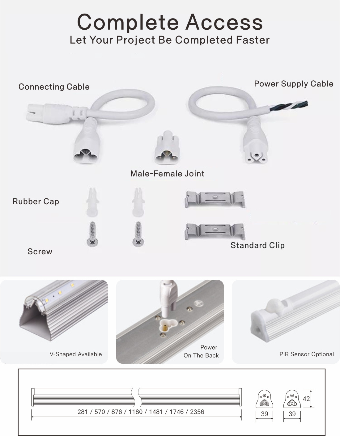 2FT T8 LED Tube Light 13W (30W Equivalent) 1560LM fluorescent Tube Replacement 6000K Dual Ended Power Clear Cover integrated T8