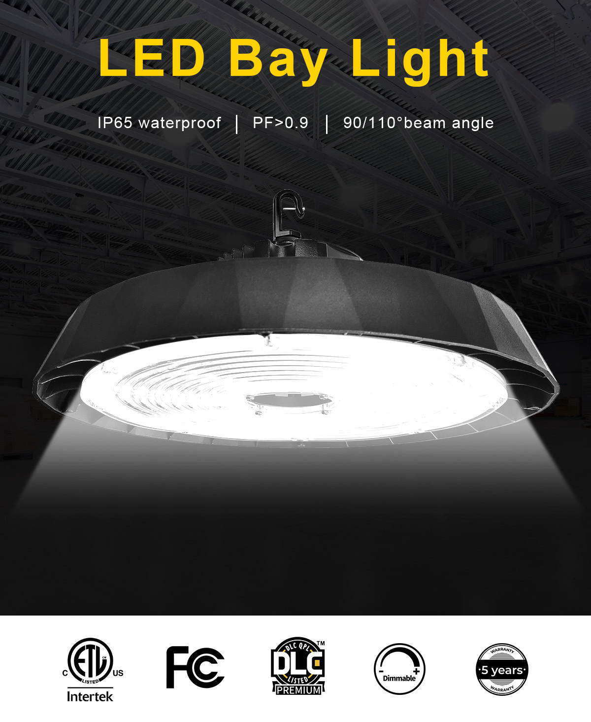 200W UFO LED High Bay Light 30000lm Commercial Bay Lighting 6000K High Bay Lamp IP65 Warehouse Lights Industrial Garage Gym