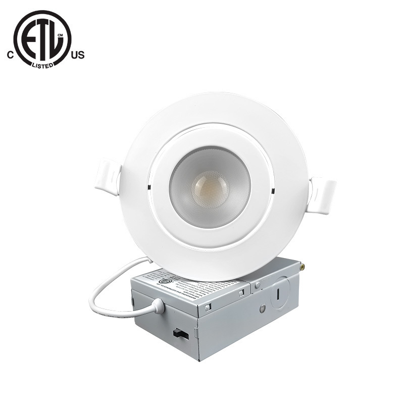 ETL 4/6 Inch Integrated LED Recessed Gimbal LED Light Selectable CCT 2700K-5000K Recessed LED Can Light ceiling and shower lamp