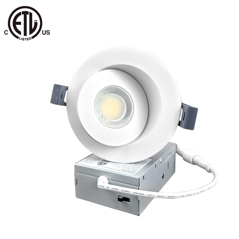 led 4 inch gimbal recessed light 360 degree Rotation 12W 750 lumens  triac dimmable round slim panel light ETL down light