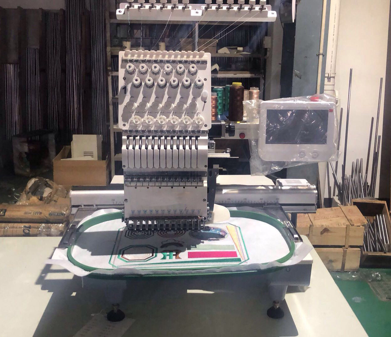 QK-1201 Single Head 12 Needles Dahao Computerized Embroidery Machine T-shirt Logo Label Embroidery Machine