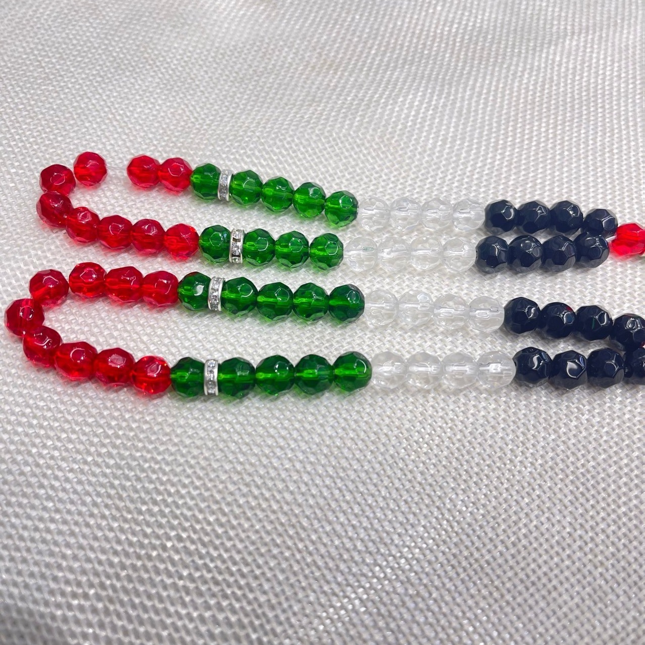 Tasbih Muslim Palestine Flag Charm Islamic Crystal Beads 33 Rosary Beads