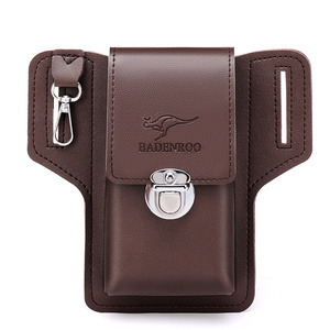 Factory Wholesale cigarette case Fashion Men's Fanny Pack PU Leather Waterproof Outdoor Travel Mobile Phone Bag For Men