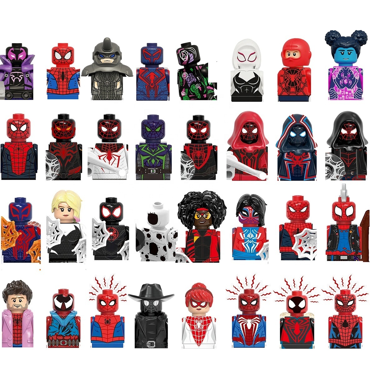 G0124  NEW Marvely Super Spider-Verse sets  Gwen Stacy Spider Punk Spot heroes mini Building Block Figure Plastic Toy