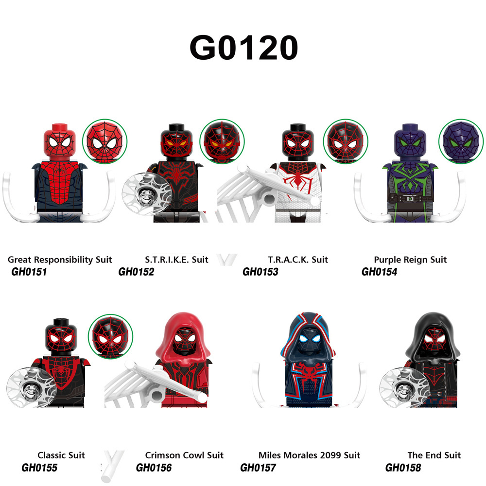 G0124  NEW Marvely Super Spider-Verse sets  Gwen Stacy Spider Punk Spot heroes mini Building Block Figure Plastic Toy