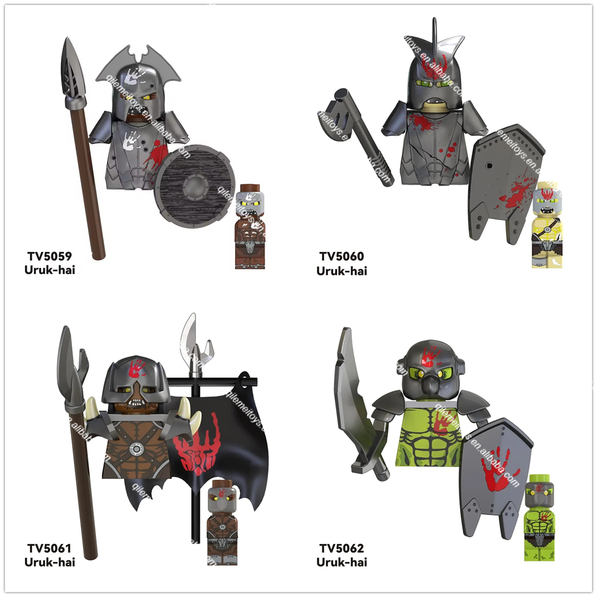 TV6407 TV6408 Medieval Knight Soldiers Warrior Orc Armor Helmet Shield Mini Action Figures Building Blocks Educational Kids Toys