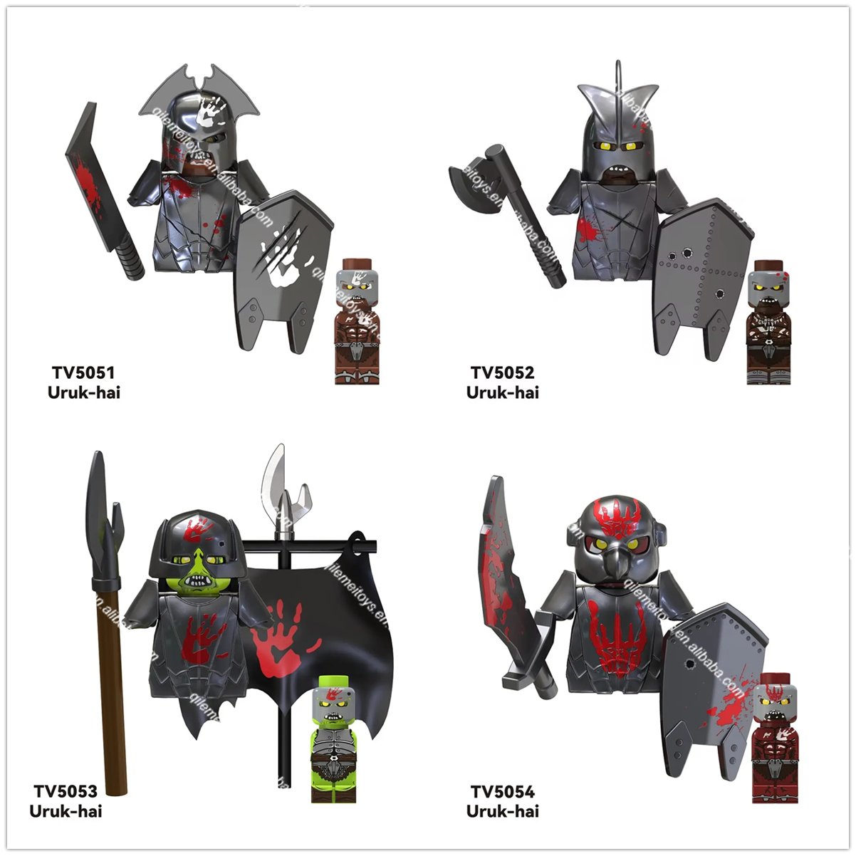 TV6407 TV6408 Medieval Knight Soldiers Warrior Orc Armor Helmet Shield Mini Action Figures Building Blocks Educational Kids Toys