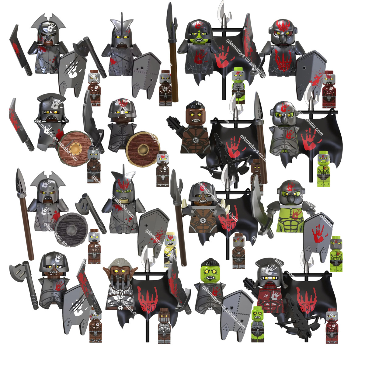 TV6407 TV6408 Medieval Knight Soldiers Warrior Orc Armor Helmet Shield Mini Action Figures Building Blocks Educational Kids Toys