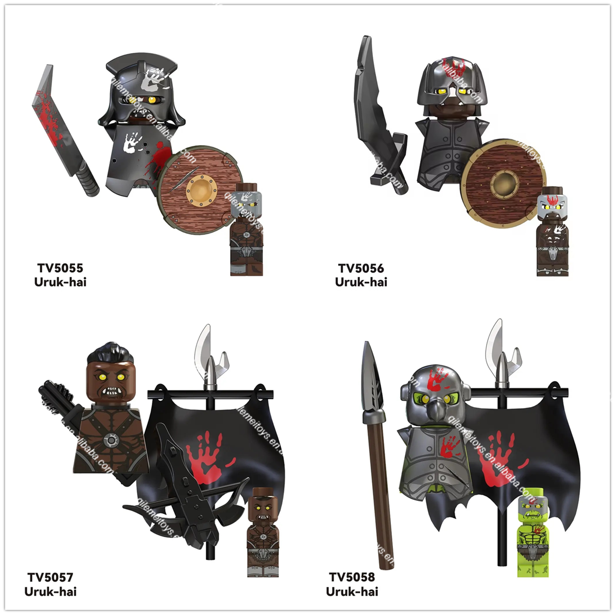 TV6407 TV6408 Medieval Knight Soldiers Warrior Orc Armor Helmet Shield Mini Action Figures Building Blocks Educational Kids Toys