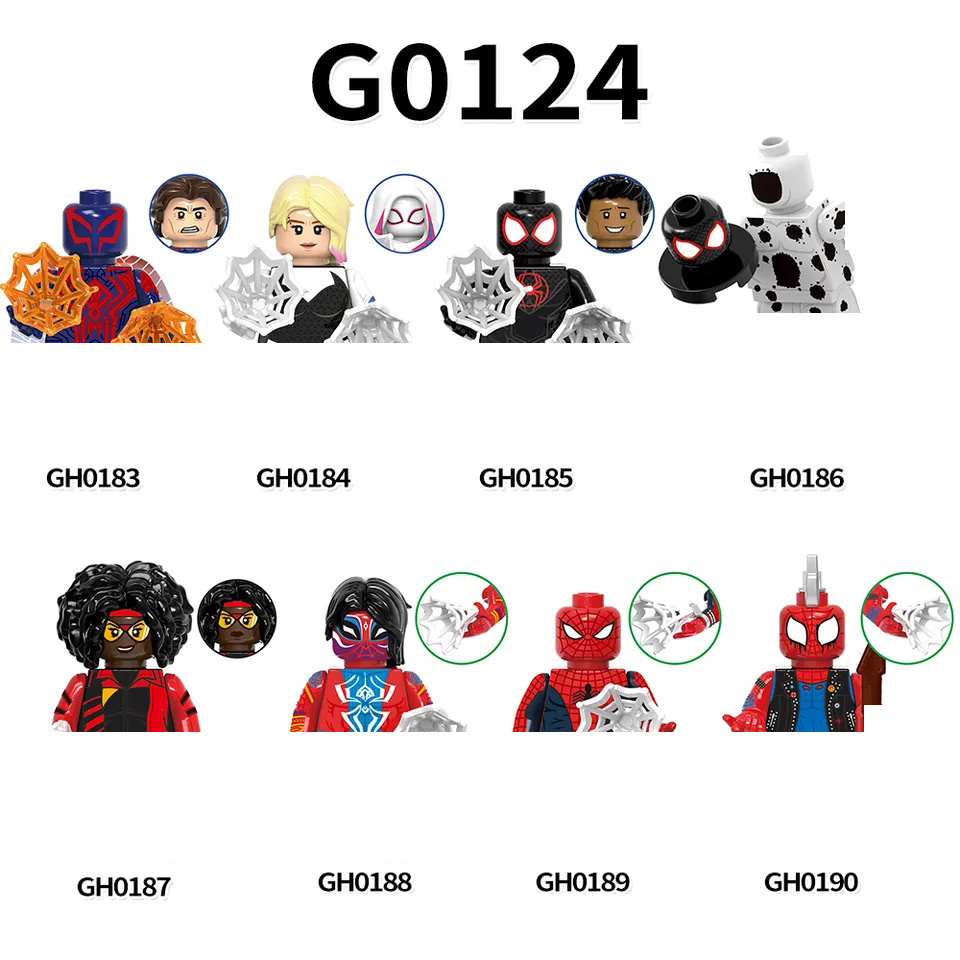 G0124  NEW Marvely Super Spider-Verse sets  Gwen Stacy Spider Punk Spot heroes mini Building Block Figure Plastic Toy