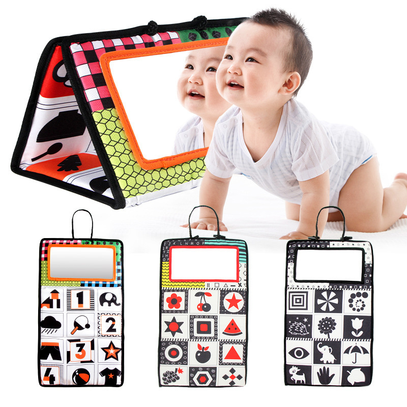 Baby Sensory Toy Distorting Mirror Table Calendar Cloth Book Early Educational Soft Toy for Baby