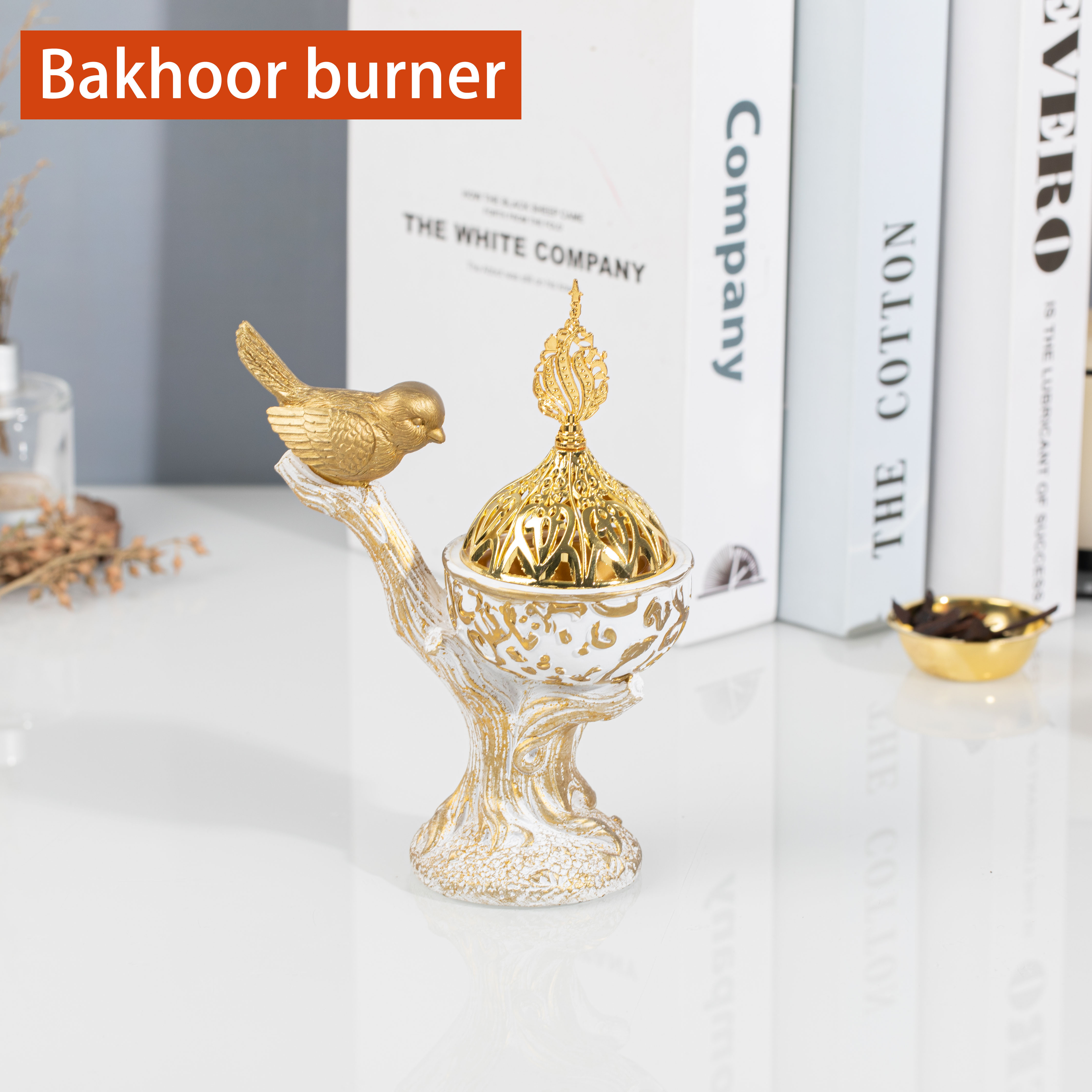 Bird-shaped incense burner on a branch Incense therapy traditional Arab charcoal burner bakhoor burner