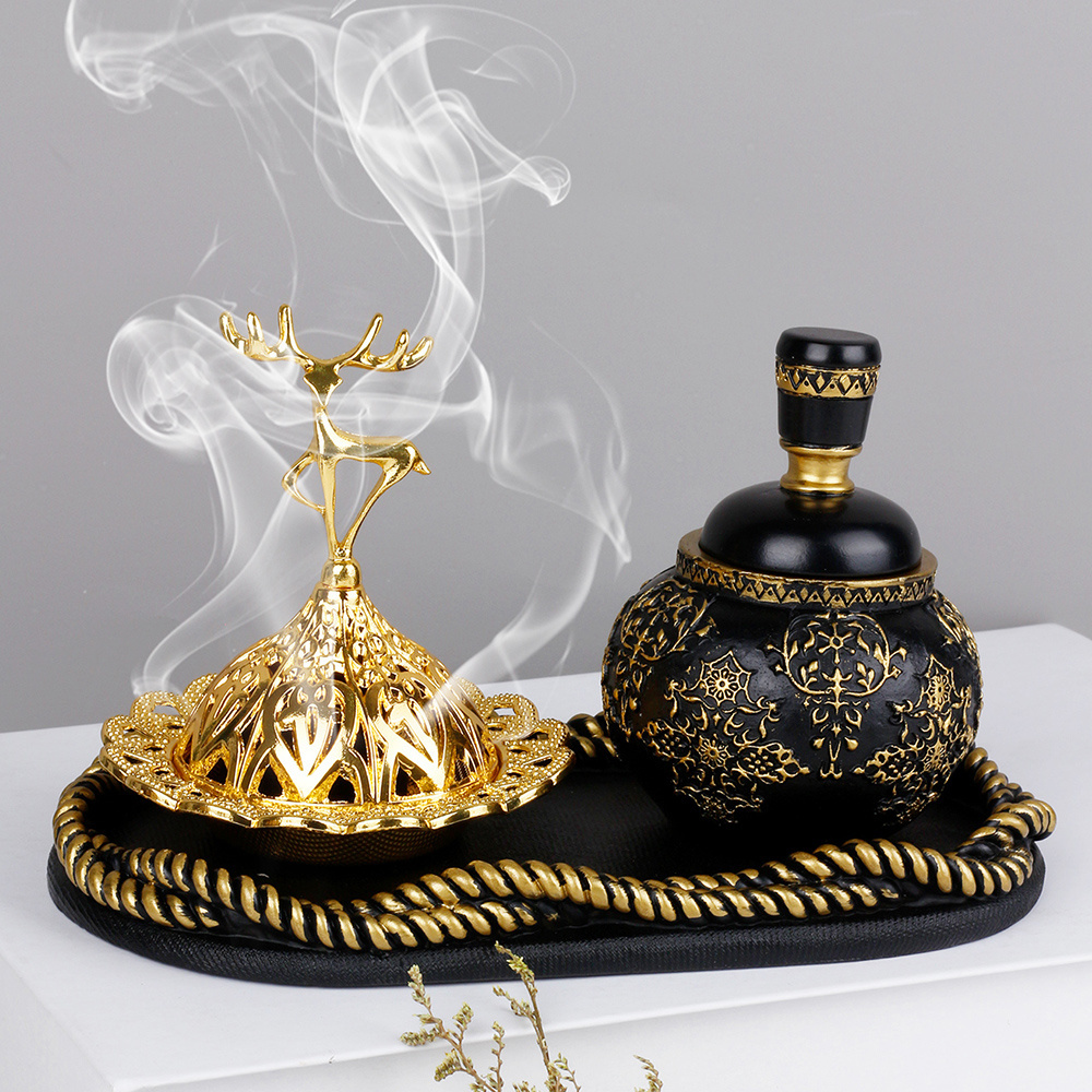 New Complimentary spice jar incense burner combination set wholesale bakhoor charcoal burner