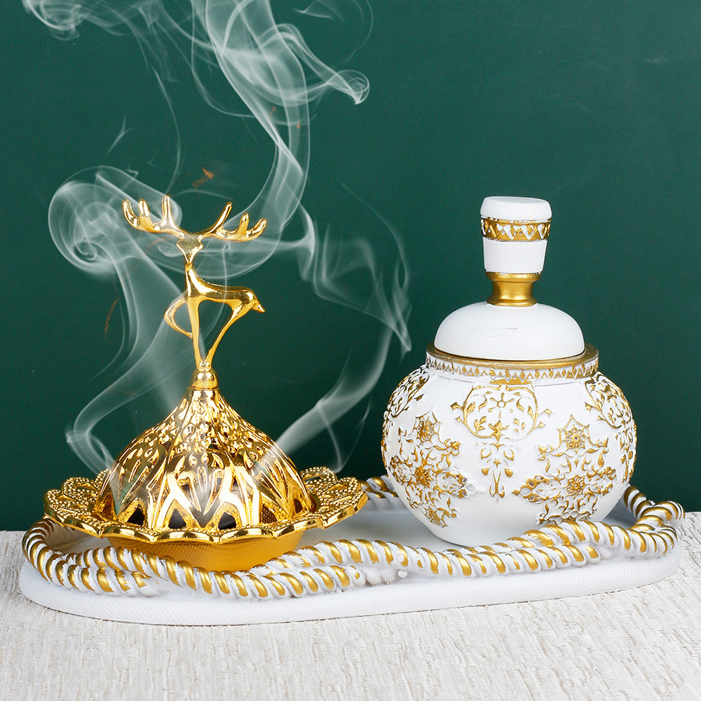 New Complimentary spice jar incense burner combination set wholesale bakhoor charcoal burner