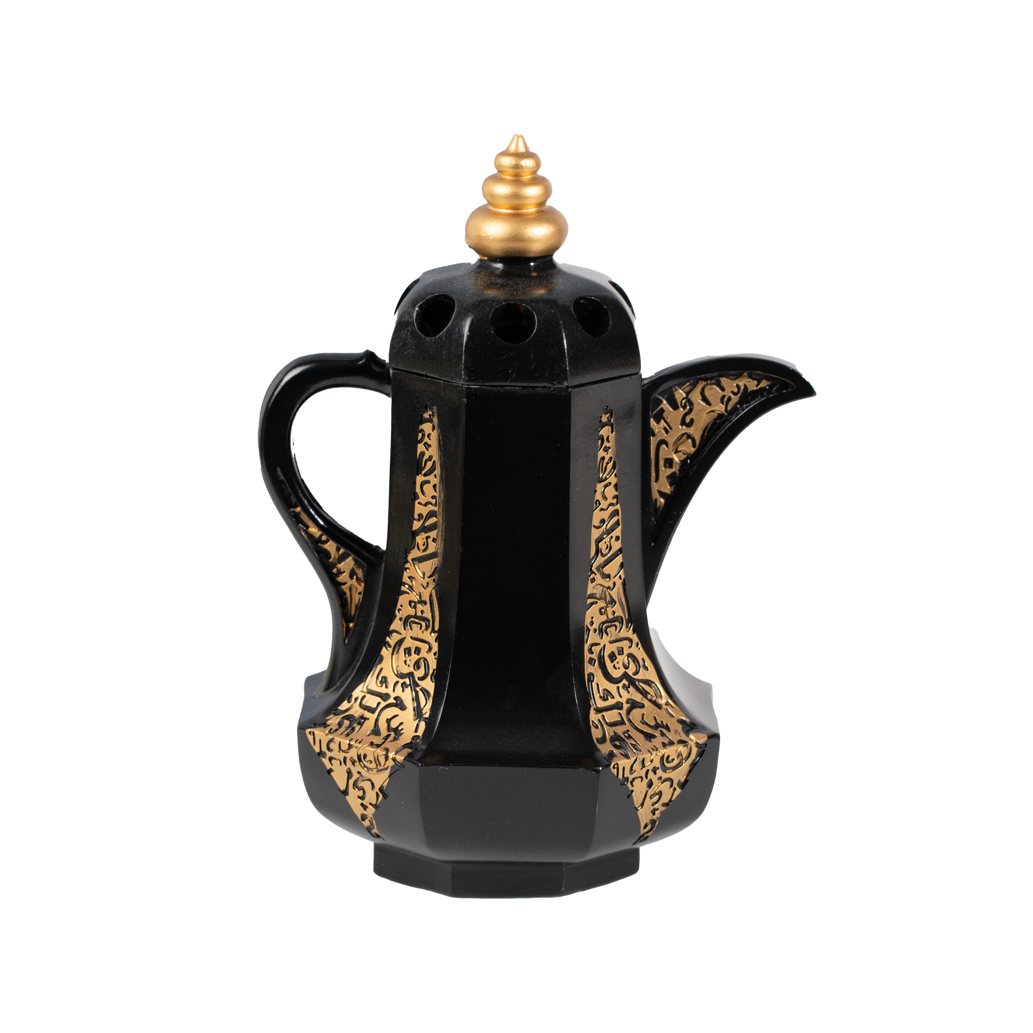 Black Arabic script teapot incense burner Incense therapy traditional bakhoor charcoal burner