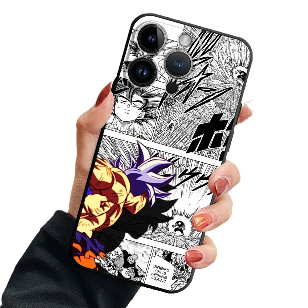 3D Anime cartoon cover for iPhone 15 phone case, new Japanese anime trendy men's anime seven dragon bead Wukong phone case