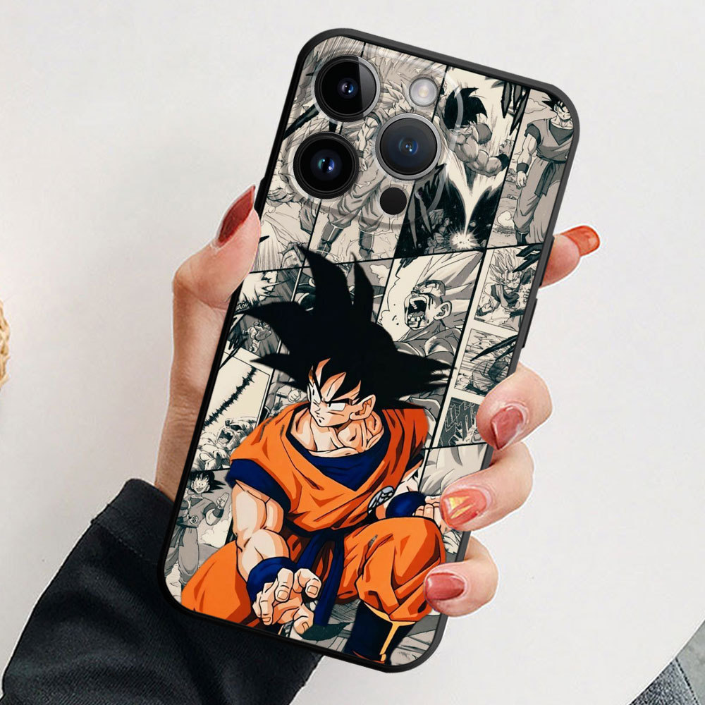 3D Anime cartoon cover for iPhone 15 phone case, new Japanese anime trendy men's anime seven dragon bead Wukong phone case