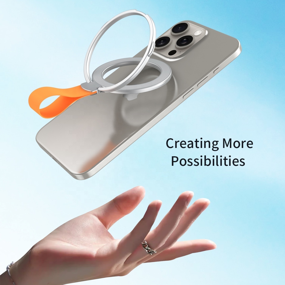 New Magsafe Magnetic Phone holder Ultra thin Folding Desktop Rotating Silicone Hanging Strap Finger Ring Buckle holder