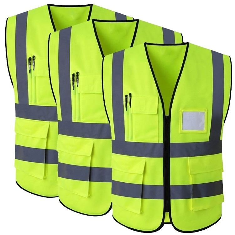 Factory Reflective Vest Jacket Strip Construction Security Personal Safety Vest High Visibility Hi Vis Work Reflective Clothing