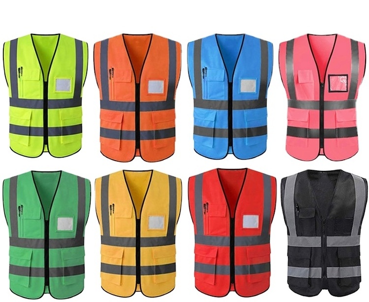 Factory Reflective Vest Jacket Strip Construction Security Personal Safety Vest High Visibility Hi Vis Work Reflective Clothing