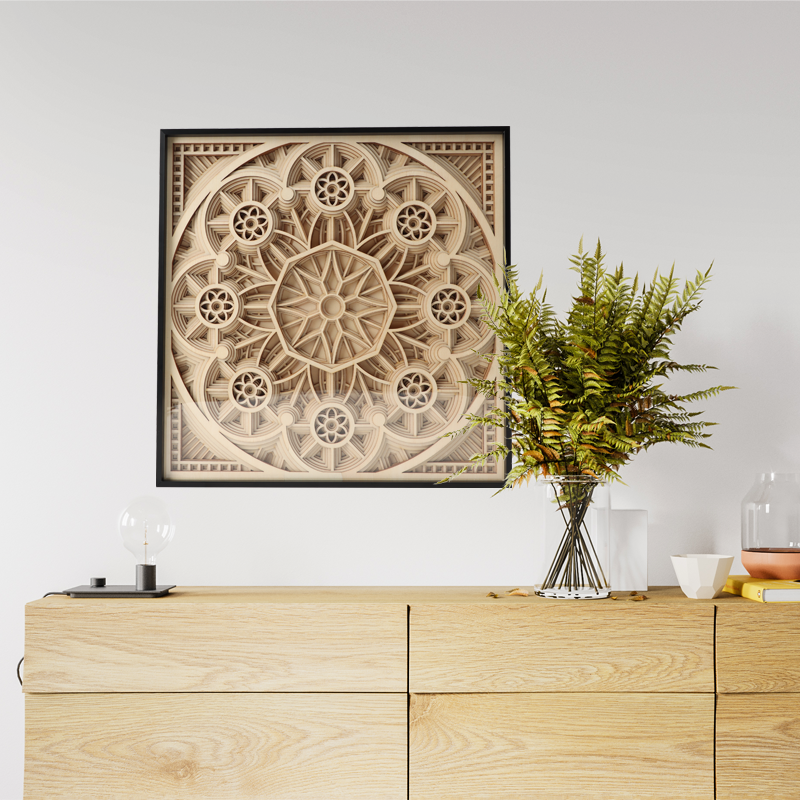 Popular wood craft wall decorations Beautiful Layered wooden Mandala Wall Decor