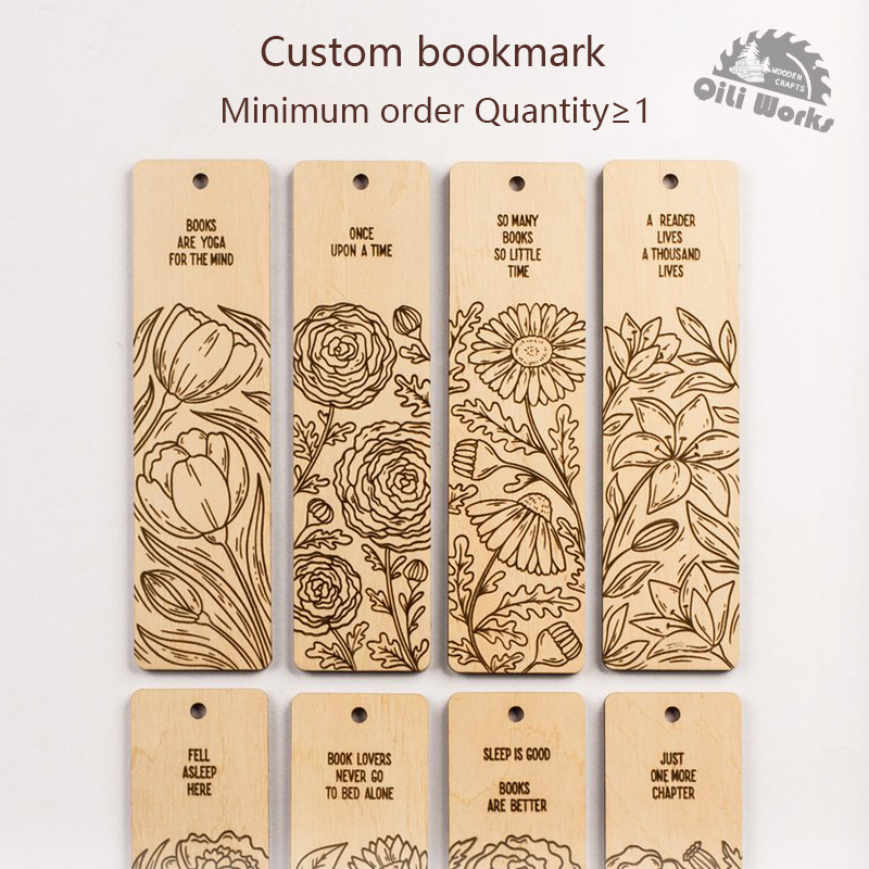 Custom Laser Engraving Wood Blank Bookmark Natural Unfinished,High Quality Personalized Wooden Bookmark Wood Boxed