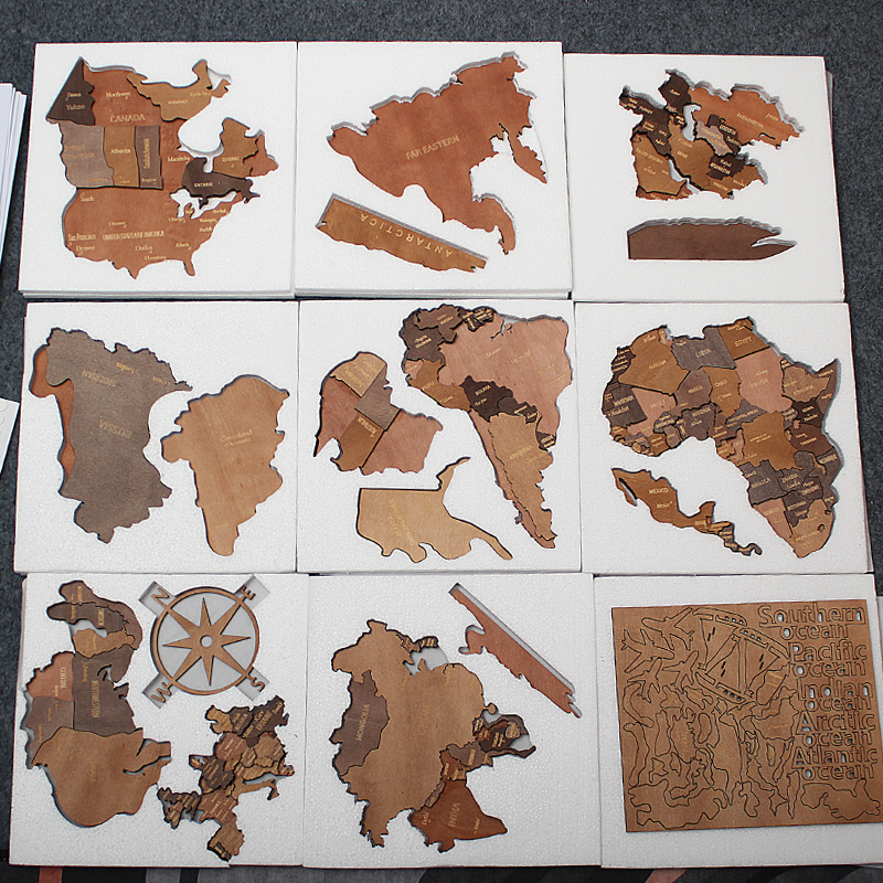 3d wooden world map in stock