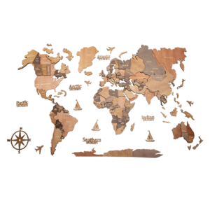 3d wooden world map in stock