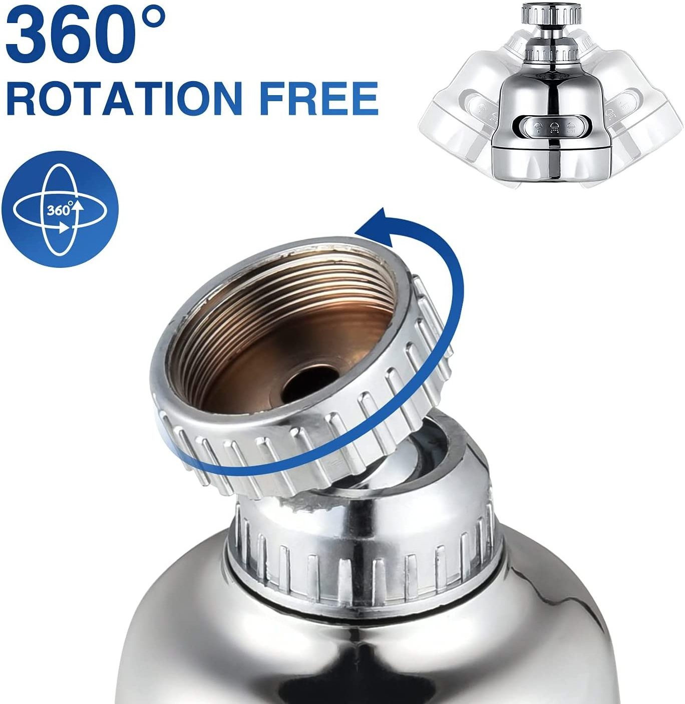 New type 3 bar water high pressure plastic water save rotation kitchen faucet aerator abs shower head