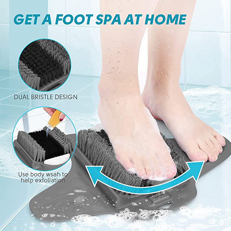 2022 Upgraded Non Slip Suction Cups Silicone Shower Foot Scrubber With Pumice Stone Callus Remover Pedicure Foot File