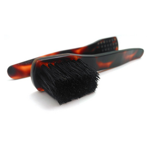 Wholesale European and American men double-sided beard brush dual-purpose beard hair cleaning bristle b acetate comb  beard comb