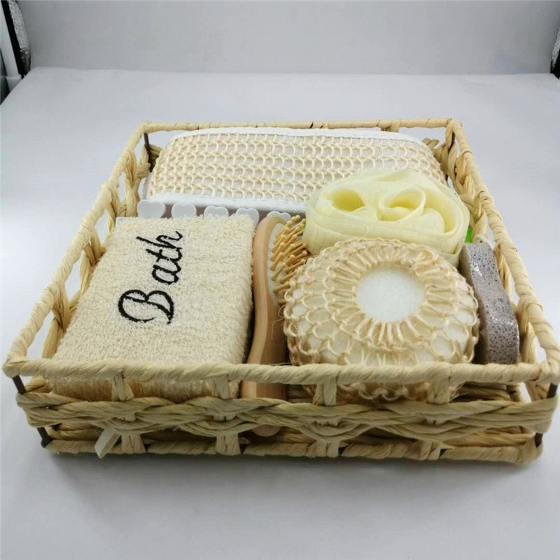 Wholesale 7pcs Travel Bath Set Exfoliate Loofah Pad Organic Body Scrubber With Grinding Foot Stone Bathing Supplies Box Kit