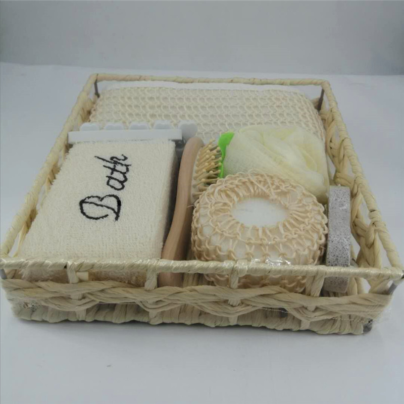 Wholesale 7pcs Travel Bath Set Exfoliate Loofah Pad Organic Body Scrubber With Grinding Foot Stone Bathing Supplies Box Kit