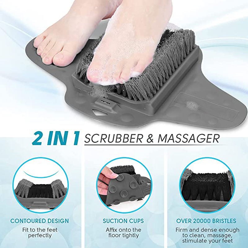 2022 Upgraded Non Slip Suction Cups Silicone Shower Foot Scrubber With Pumice Stone Callus Remover Pedicure Foot File