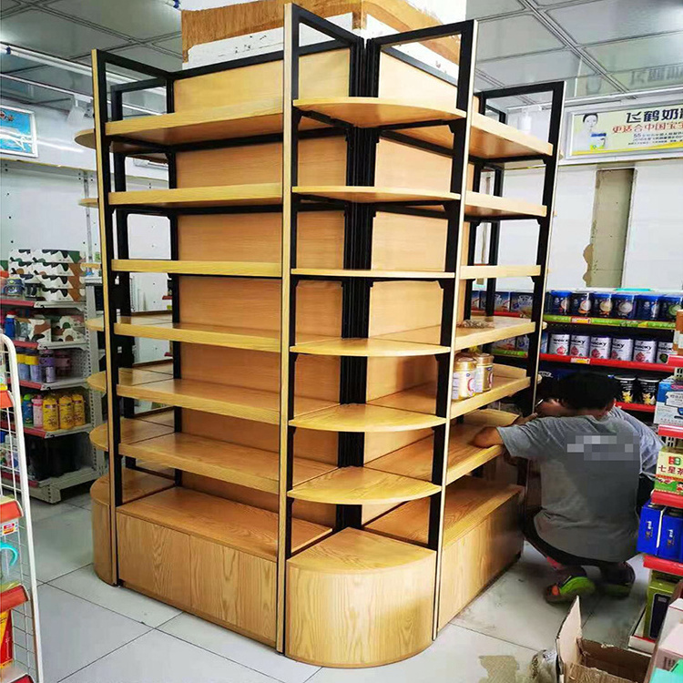 Modern Supermarket Shop Wine Liquor Display Shelf Rack Cabinet Design Customized Wine Shelf Display Liquor Store