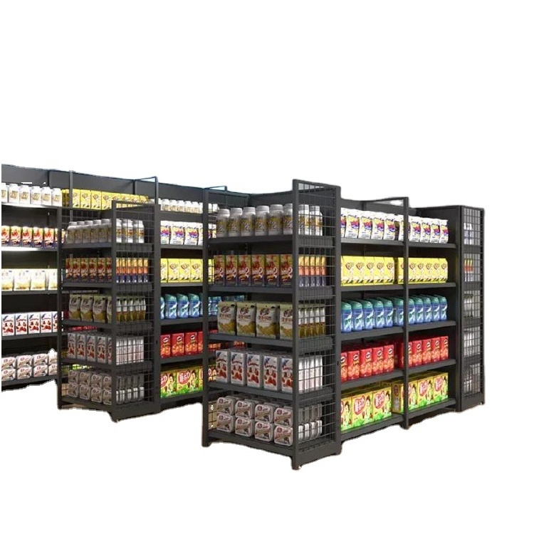 Metallic Material And Double-sided Grocery Shelves Supermarket Shelf Display Racks Store Shelves