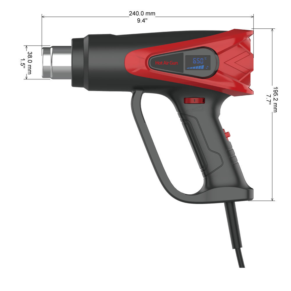 Heat Gun Temperature Regulator LCD Display Heat Shrink Packaging Thermal Industrial Electric Heat Gun Heater Nozzle