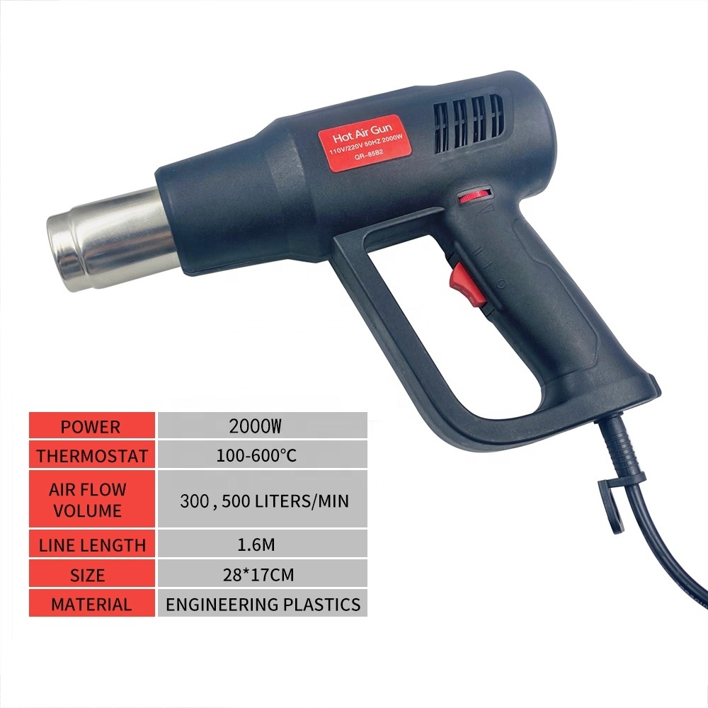 QR-85B2 Qili 2000W 220V EU Plug Industrial Electric Hot Air Gun  Shrink Wrapping Thermal Blower Dryer Heat Gun