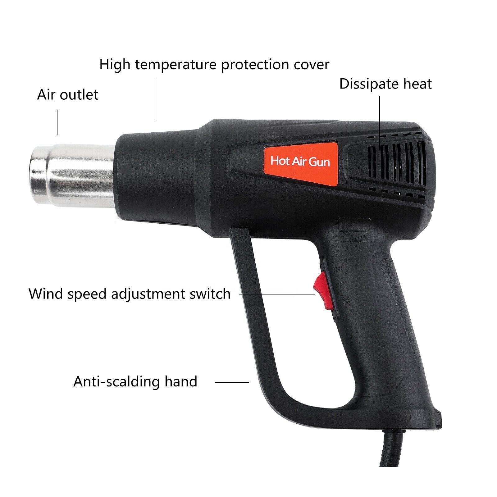 QR-85C1 Qili Wholesale Price Electric Heat Gun Pc Material High Temperature Resistant Blade Heat Shrink Gun