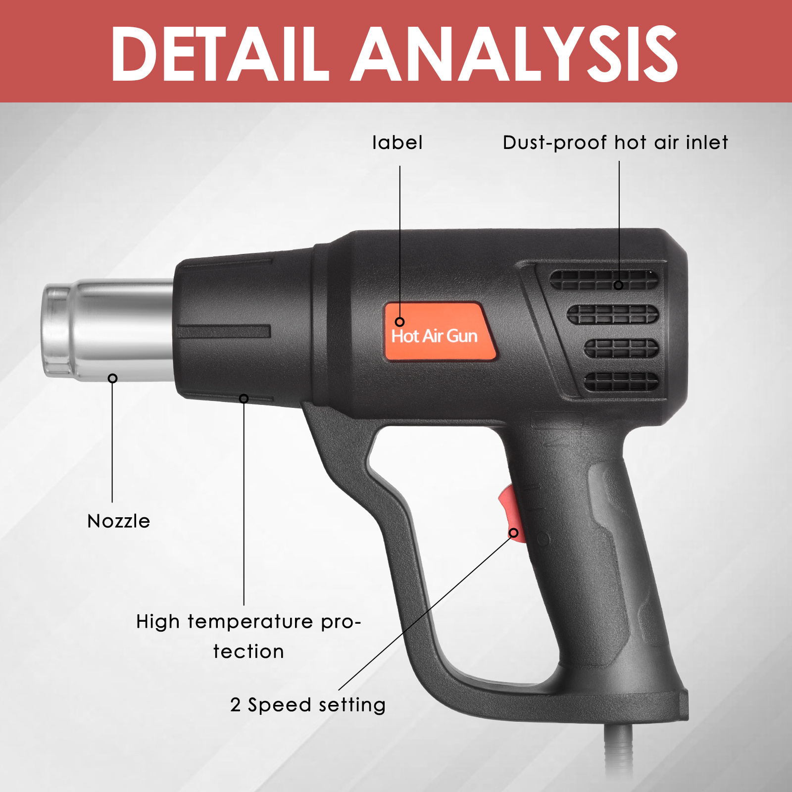 QR 85A1 Qili  2000W Electric Hot Air Blower Soldering Shrink Wrap Heat Gun Sealing Plastic Welding Mobile Repair Heatgun Hotgun