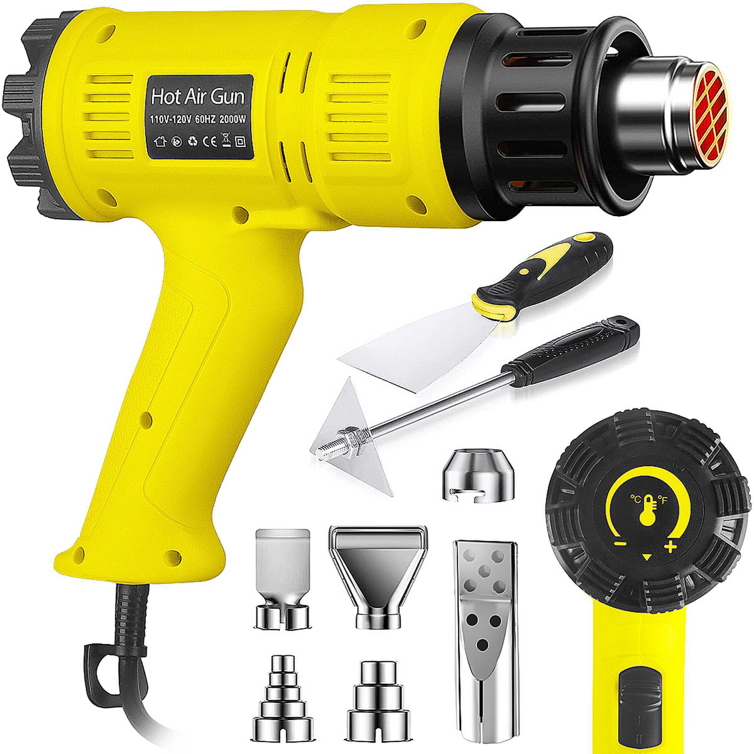 Heat Gun 2000W Heavy Duty Heat Gun Kit, Durable and Overload Protected with 4 Nozzles for Crafts, Shrink Wrapping/Tubing, Lacqu