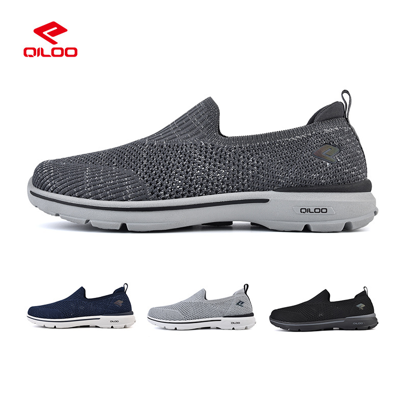 QILOO High-Style Gym Training Shoes Custom OEM/ODM Black Casual Sneakers Classic Men's Walking Shoes with Personality